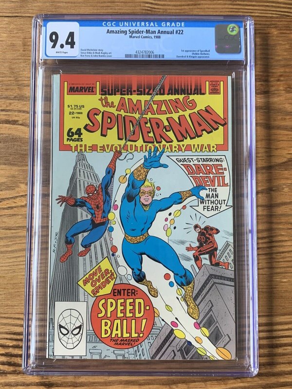 Amazing Spider-Man Annual #22 CGC 9.4 WP; Marvel 1988; 1st App Speedball; KEY