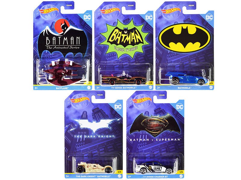 Batman Theme 5 piece Set DC Comics Series Diecast Models by Hot Wheels