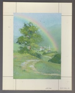 MOTHERS DAY Beautiful Village w/ Rainbow 7x9.5 Greeting Card Art #22520