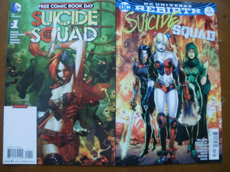 2 Near-Mint DC Comic: SUICIDE SQUAD #1 Special Edition (FCBD) & #13 (Rebirth)