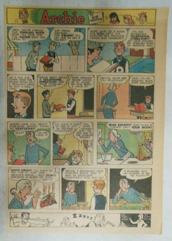 Archie Sunday by Bob Montana from 6/14/1953 Very Early Tabloid Size Color Page!