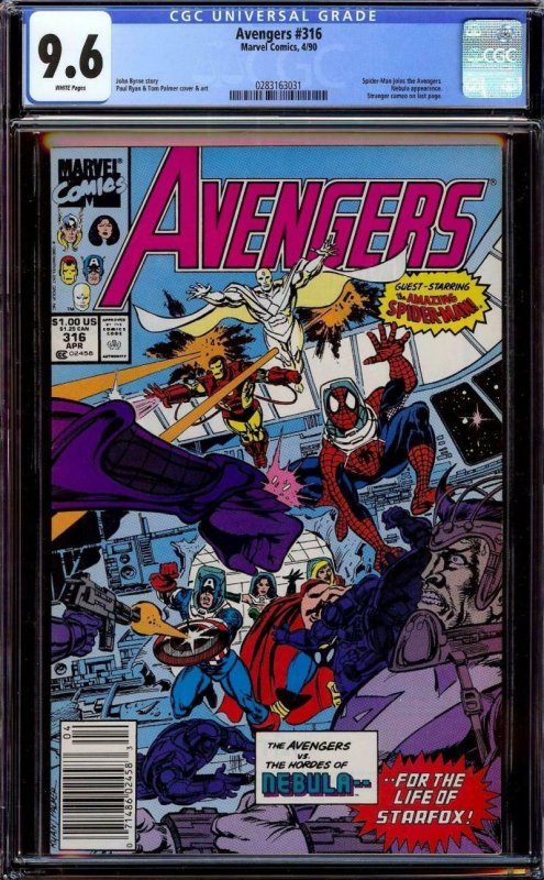 AVENGERS #316, CGC = 9.6, NM+, Spider-man joins, Nebula, Byrne,more CGC in store