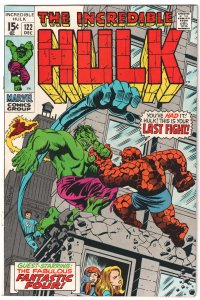 The Incredible Hulk #122 (1969) Hulk vs Thing battle