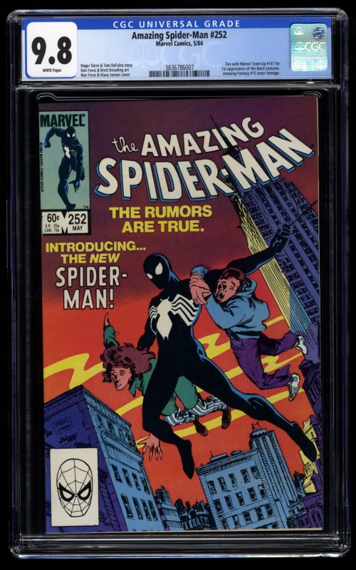 Amazing Spider-Man #252 CGC NM/M 9.8 White Pages 1st Black Costume!