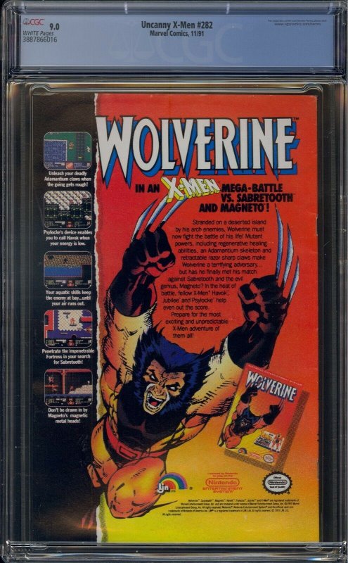 UNCANNY X-MEN #282 CGC 9.0 1ST BISHOP WHITE PAGES 6016