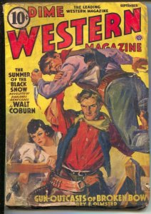 Dime Western-9/1936 Popular-Walter Baumhoffer cover art-Western pulp fiction ...