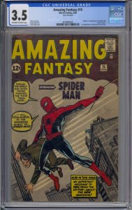 AMAZING FANTASY #15 CGC 3.5 1ST SPIDER-MAN PETER PARKER