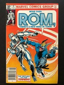 MARVEL ROM Spaceknight #21 Return of Torpedo Newstand Variant F/VF (A43)