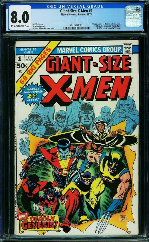 Giant-Size X-Men 1 CGC 8.0  ow/w pages! 