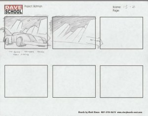 2004 LEGO BATMAN Storyboard Art by Mark Simon VF 8.0 Batmobile Scene 13-2