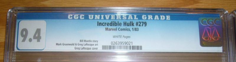 Incredible Hulk #271 272 279 CGC 9.4 1st rocket raccoon guardians of the galaxy