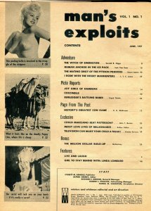 Man's Exploits Magazine #1 JUNE 1957-COCCINELLE-PYTHON PRINCESS G/VG