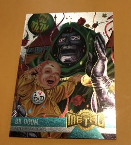 DR. DOOM #128 Silver Flasher Chase card : 1995 Fleer Marvel Metal, NM/M, scarce