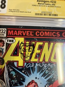 AVengers (1983) # 232 (CGC 9.8 SS) Signed Sketch (Starfox) Al Milgrom | Census=2