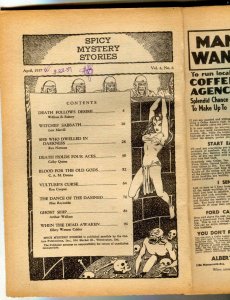 Spicy Mystery Pulp April 1937- coverless reading copy