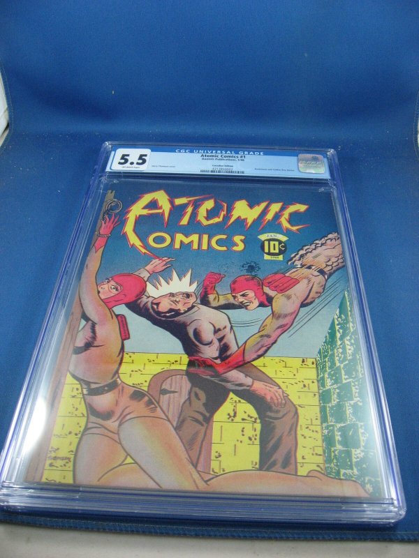 ATOMIC COMICS 1 CGC 5.5 CANADA DANIELS PUBLICATION ROCKETMAN YANKEE BOY 1946