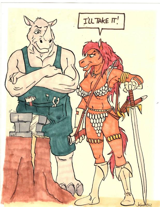 Red Shetland Original Art By Jim Groat 1992 Red Sonja Parody Comic Furry J292