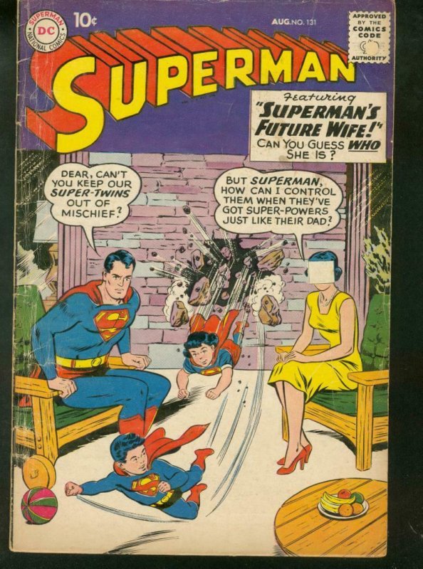 SUPERMAN #131 1959 DC SUPERMAN'S FUTURE WIFE SUPERBOY VG-