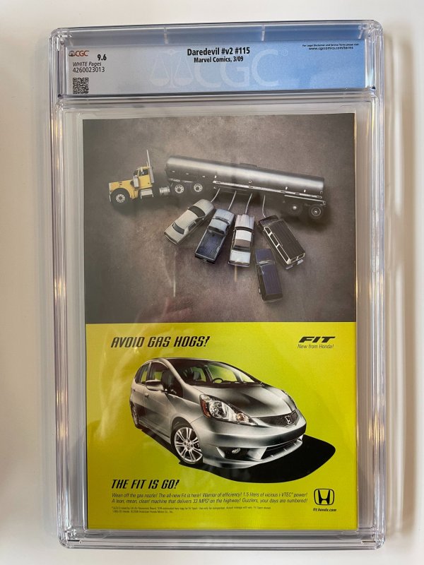 DAREDEVIL #115 - CGC 9.6 - LADY BULLSEYE - LOW CGC CENSUS!!- (Marvel 2009)