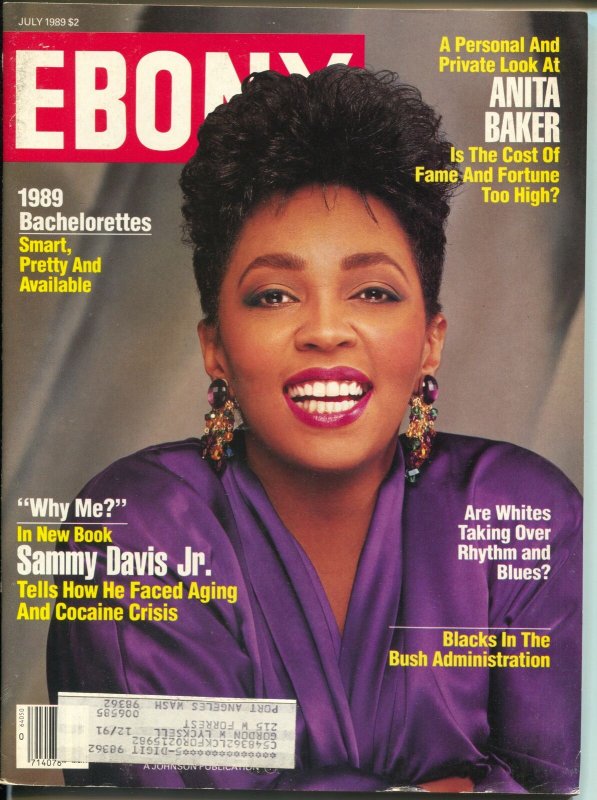 Ebony 7/1989-Anita Baker-Sammy Davis Jr-Rhythm & Blues-FN