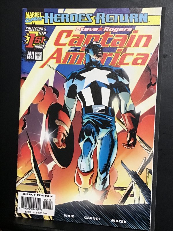 Captain America Vol 3  #1 (1998) hi Grand heroes return first issue! NM- Wow!