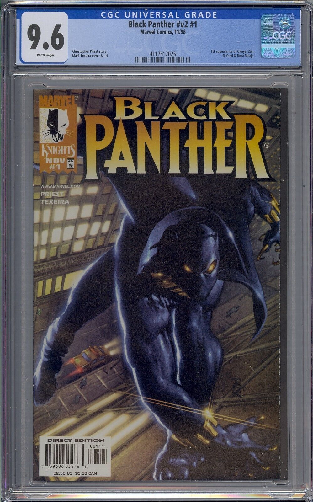 Black Panther V2 1 CGC 9.6 1st Okoye Zuri N'yami Dora Milaje White