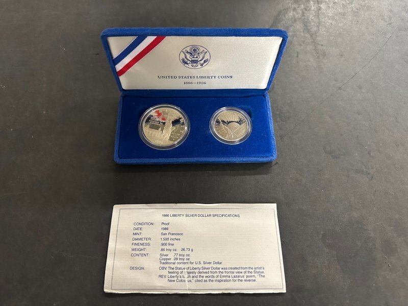 1986 US Liberty Coins: Silver Proof Dollar and Half Dollar + 1989 Half Dollar