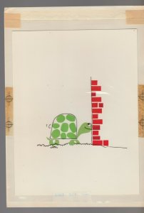 GET WELL SOON Cartoon Turtle w/ Brick Wall 7.5x10.5 Greeting Card Art #C9558