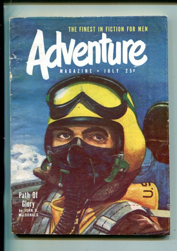 ADVENTURE-JULY1953-POPULAR-AVIATION COVER-JOHN D MACDONALD-PULP-vg