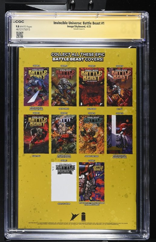 BATTLE BEAST #1 IMAGE 1:100 RYAN OTTLEY & JONBOY MEYERS 2X SIGNED CGC SS 9.8 NM
