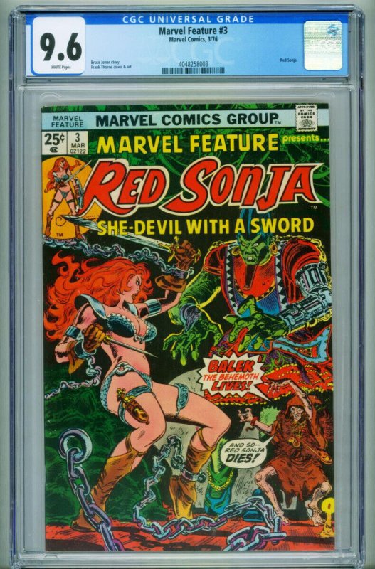 Marvel Feature #3 CGC 9.6 comic book RED SONJA 1976-MARVEL 4048258003