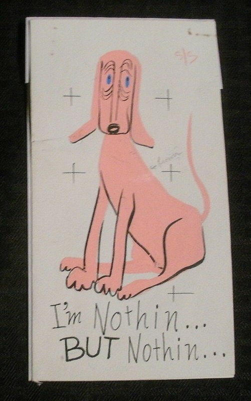 VALENTINE Pink Dog I'm Nothin But 2-Panel 7.5x7 Greeting Card Art #3435