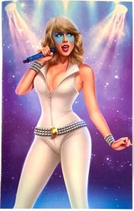 TAYLOR SWIFT FEMALE FORCE KARYCH ART COVER TRADE DRESS & FOIL VIRGIN SET W/COA