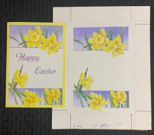 EASTER 2-Panel Yellow Daffodils 7.5x9.5 Greeting Card Art #0042 w/ 2 Cards