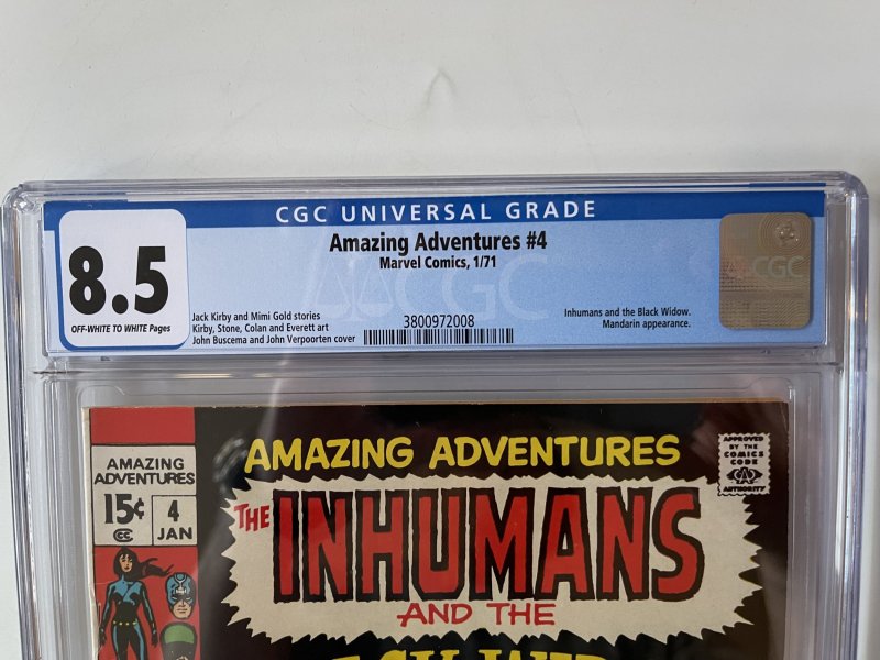 Amazing Adventures #4 CGC 8.5 (1971)...Inhumans & the Black Widow...Mandarin app