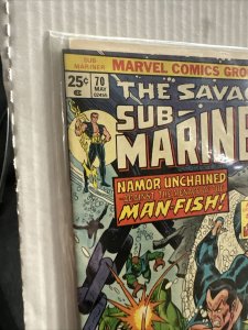 The Savage SUB-MARINER Marvel Comic Book Namor Issue 70 1974 1st App Of Piranha