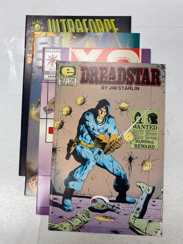 4 MARVEL comic books Ultraforce X-O Manowar #1 Database #1 Dreadstar #3 36 KM40