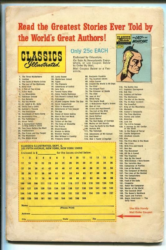 CLASSICS ILLUSTRATED #144 1969-GILBERTON-H.G. WELLS-HRN 169-vg