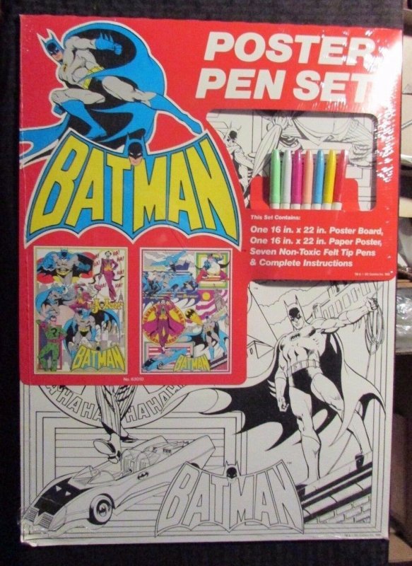 1989 BATMAN POSTER PEN SET Sealed 16x22 vs Joker & Riddler