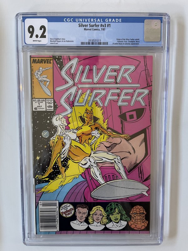 Silver Surfer v3 #1 - CGC  9.2 - Newsstand - Fantastic Four,Galactus App (1987)