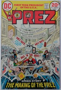 Prez #1 (Aug-Sep 1973, DC), VFN condition (8.0), Origin issue, Joe Simon scripts