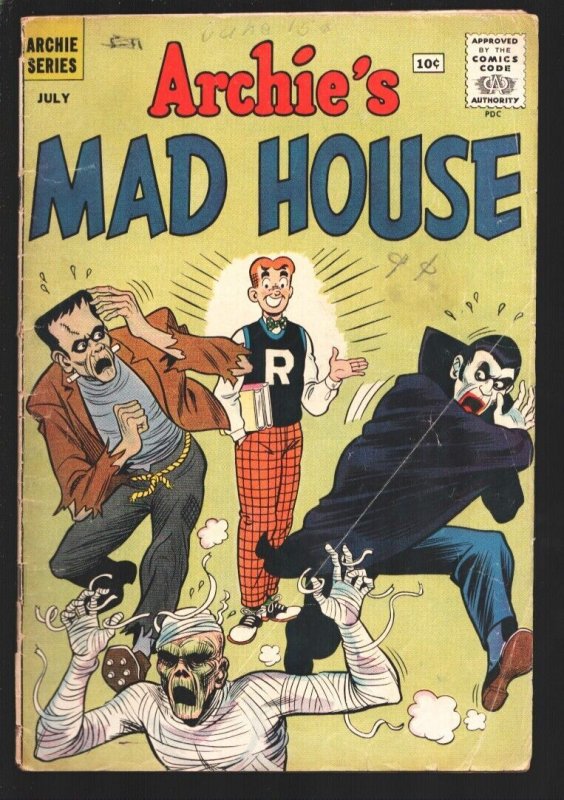 Archie's Mad House #13 1961-Horror cover-Frankenstein-Dracula-Mummy-Monsters ...