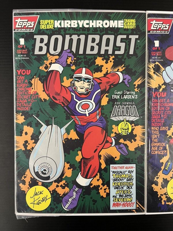 TOPPS COMIC SUPER DELUXE KIRBYCHROME BOMBAST + CAPTAIN GLORY SEALED POLY W/CARDS