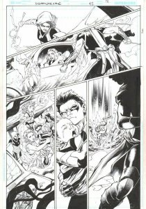 Deathstroke #42 p.18 - Robin & Red Arrow Rescue Civilians - art by Chris Batista