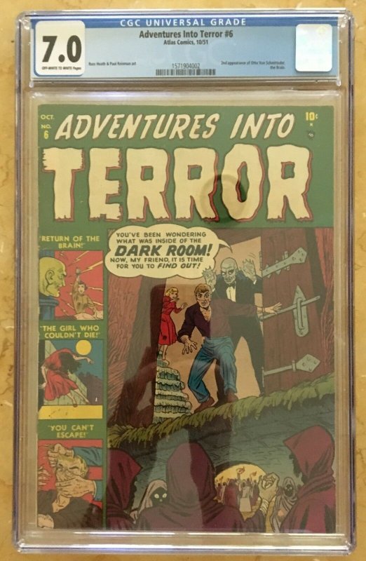 ADVENTURES INTO TERROR #6 CGC 7.0 -- 2ND HIGHEST GRADE! O/W to W PAGES! ATLAS