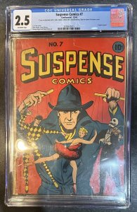 (1944) SUSPENSE COMICS #7 CGC 2.5 LB Cole Cover! Lingerie Panel! Rare Golden Age