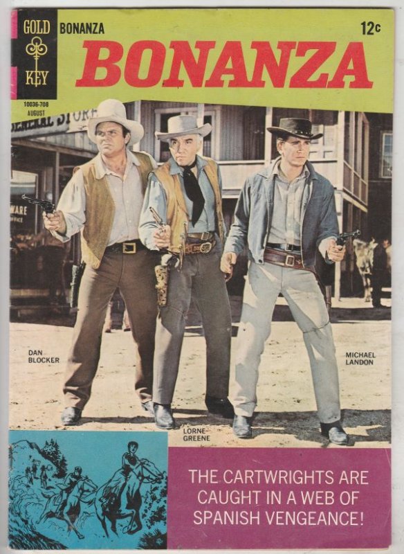 Bonanza #25 (Aug-67) VF+ High-Grade Lorne Green, Michael Landon, Dan Blocker