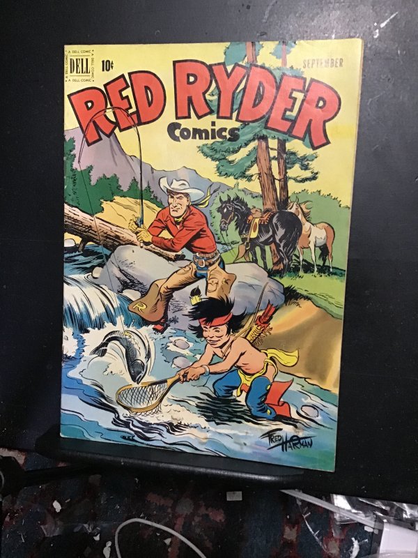 Red Ryder Comics #98 (1951) Red and beaver fishing cover! Mid high grade! FN+