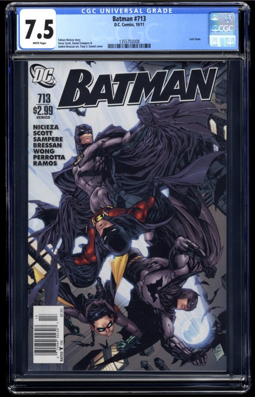 Batman #713 CGC VF- 7.5 White Pages