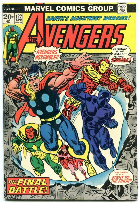 AVENGERS #122-BLACK PANTHER COVER-Thor-captain america-1974 FN